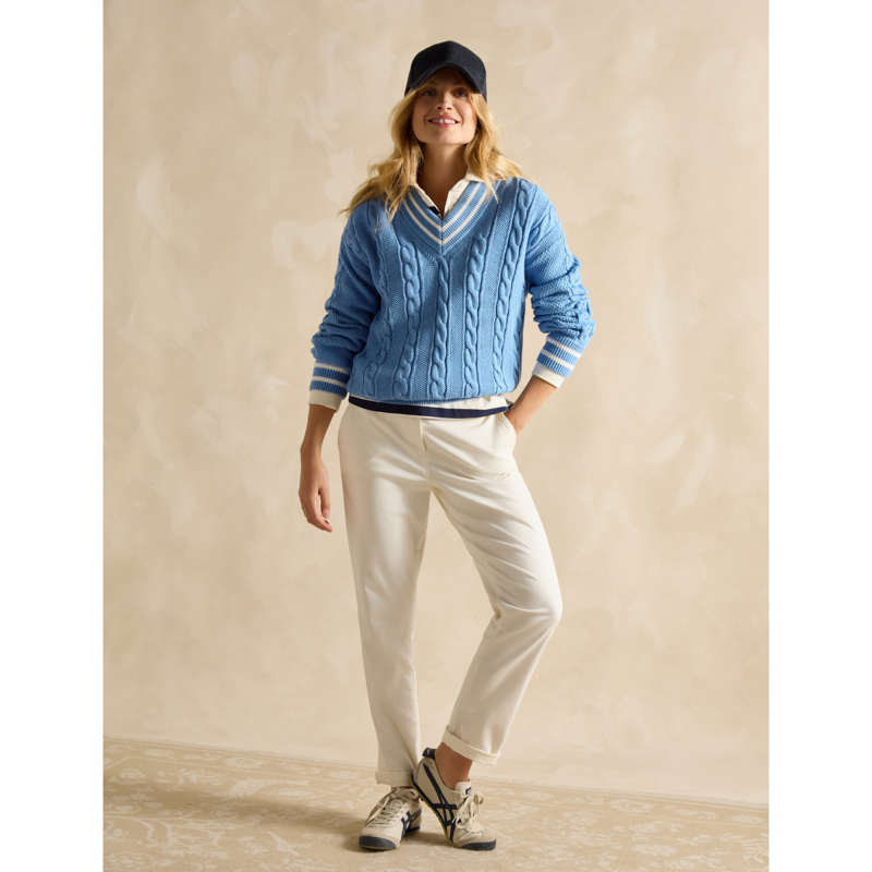 Joules Dibbly Cable Knit Cricket Cotton Jumper - Blue-4