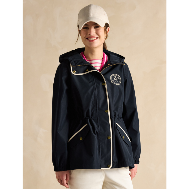 Joules Ladies Holt Packable Waterproof Raincoat with Hood - Navy-1