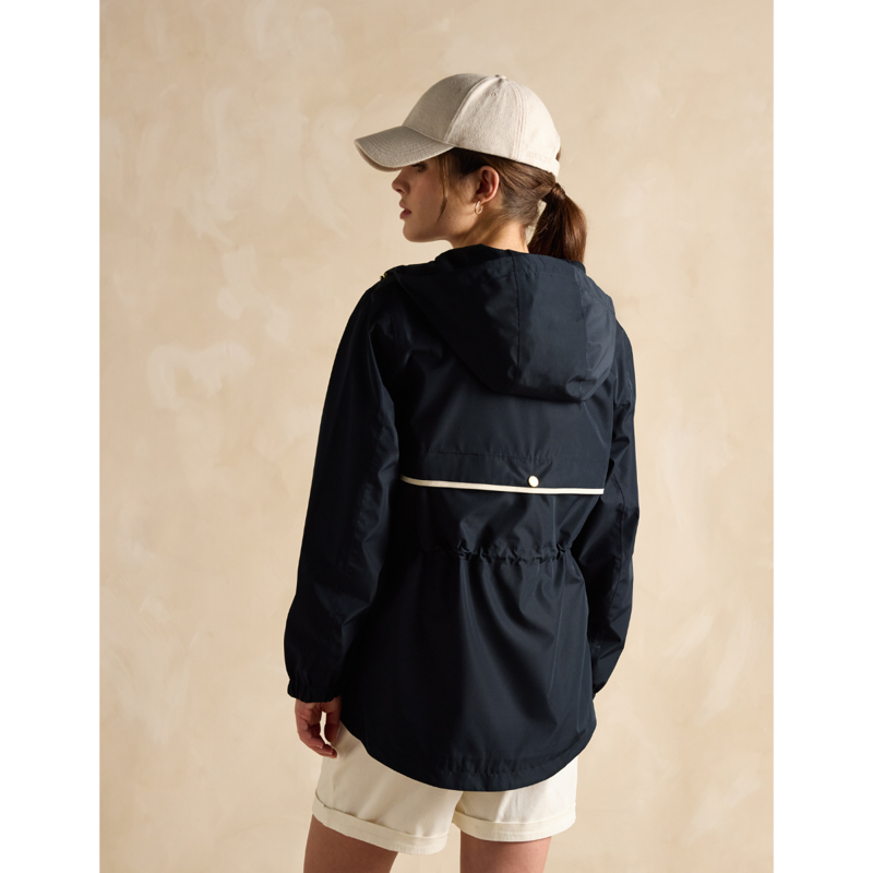 Joules Ladies Holt Packable Waterproof Raincoat with Hood - Navy-2