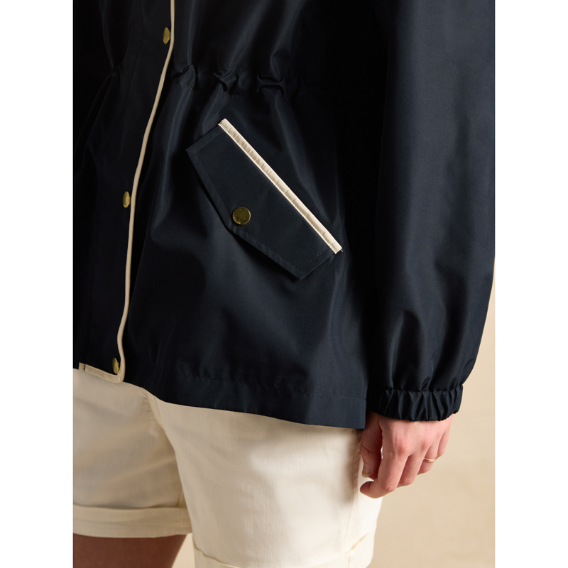 Joules Ladies Holt Packable Waterproof Raincoat with Hood - Navy-5