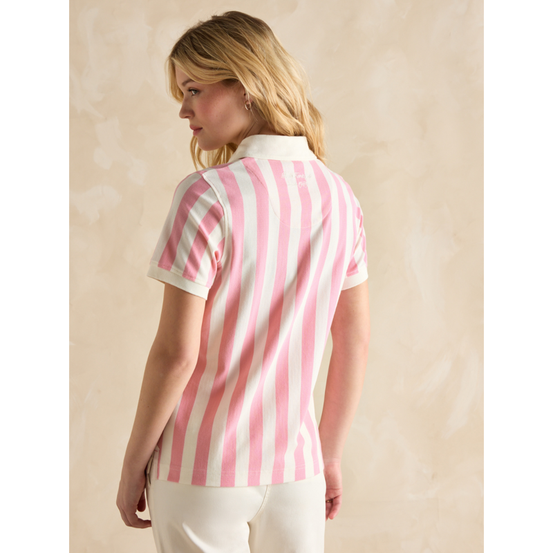 Joules Ladies Beaufort Polo Shirt - Pink Stripe-2