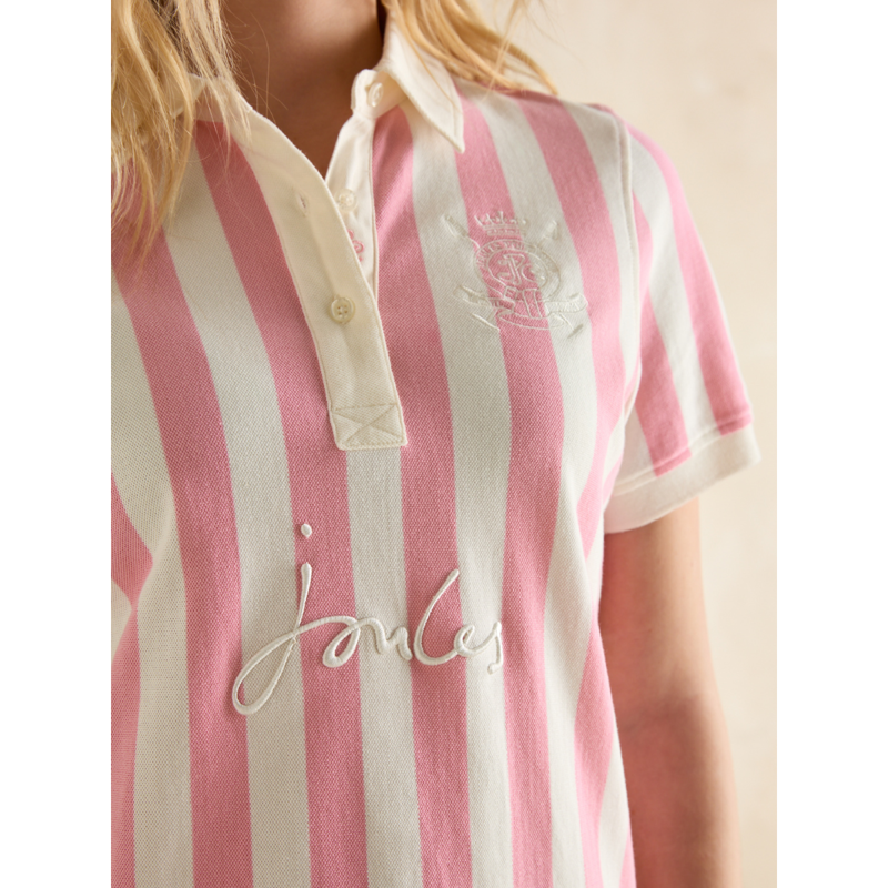 Joules Ladies Beaufort Polo Shirt - Pink Stripe-4