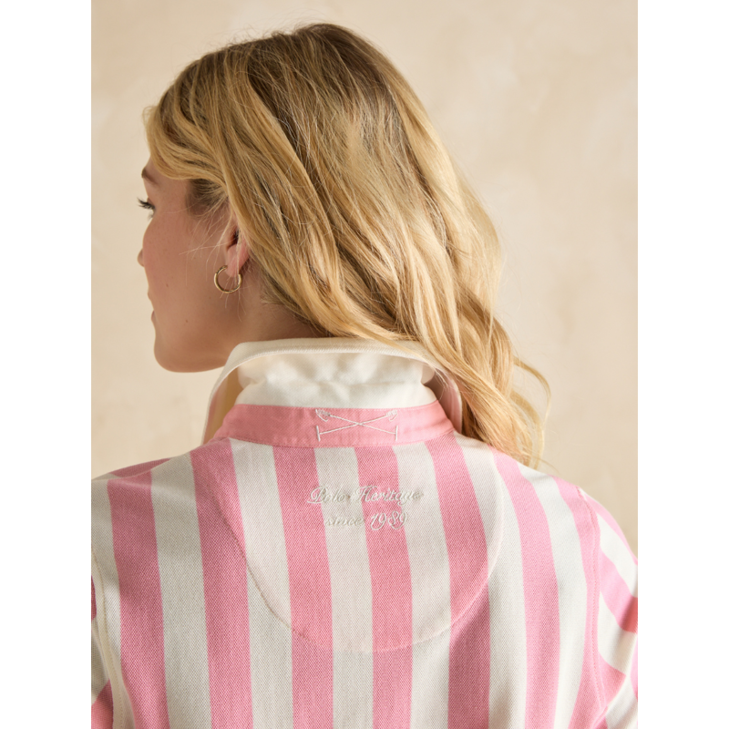 Joules Ladies Beaufort Polo Shirt - Pink Stripe-5