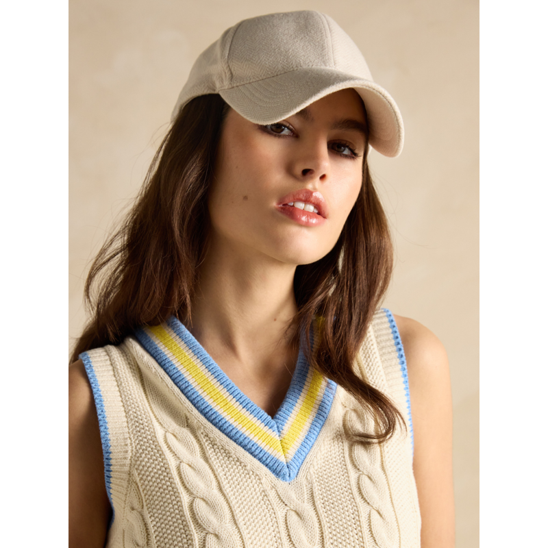 Joules Ladies Deuce Cable Knitted Cotton Vest - Cream-3