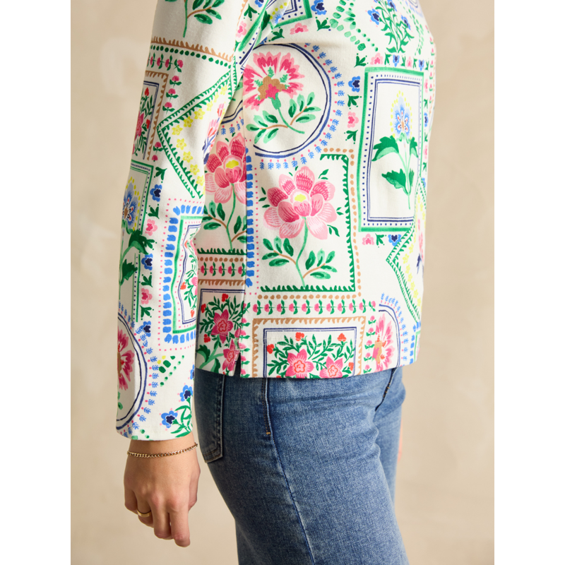 Joules Ladies Tile Boat Neck Printed Top - Mosaic Floral-4