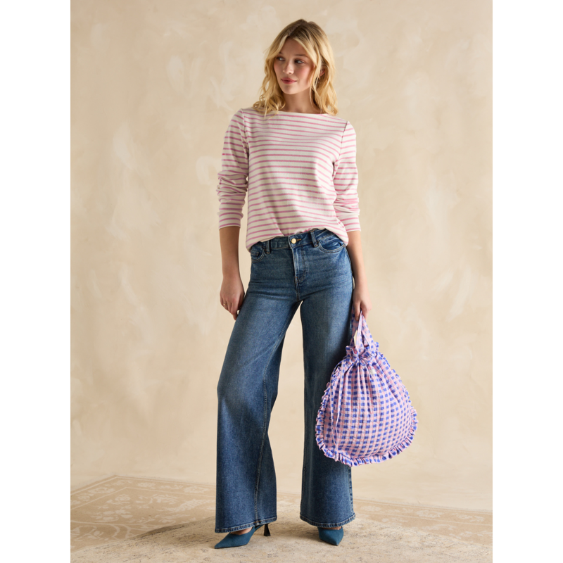 Joules Ladies Harbour Boat Neck Breton Top - Lilac-4