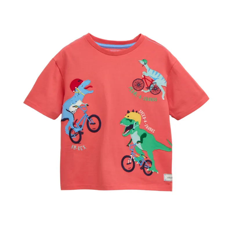 Joules Kids Archie Short Sleeve Applique T-Shirt - Red