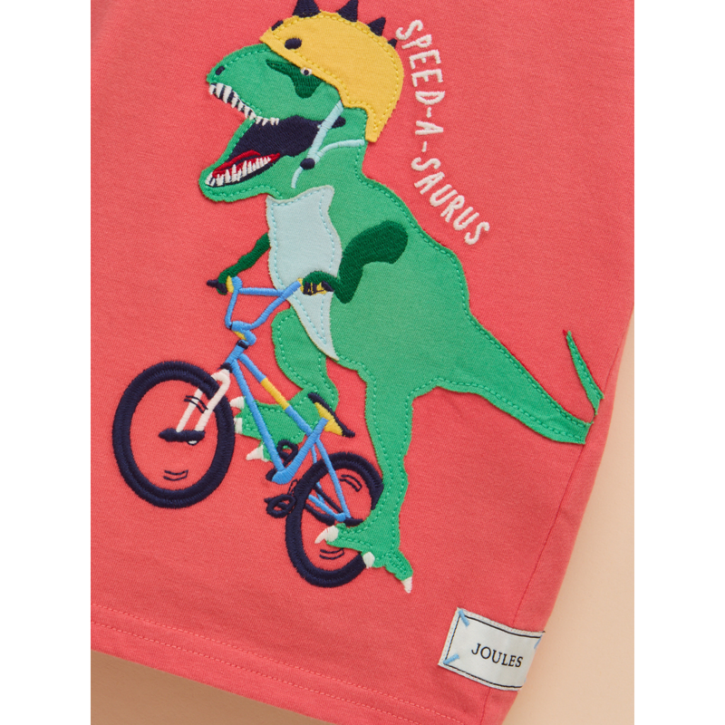 Joules Kids Archie Short Sleeve Applique T-Shirt - Red-3