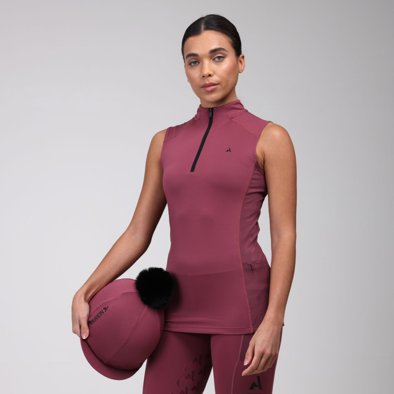 Shires Aubrion Ladies React Sleeveless Base Layer - Mauve-1