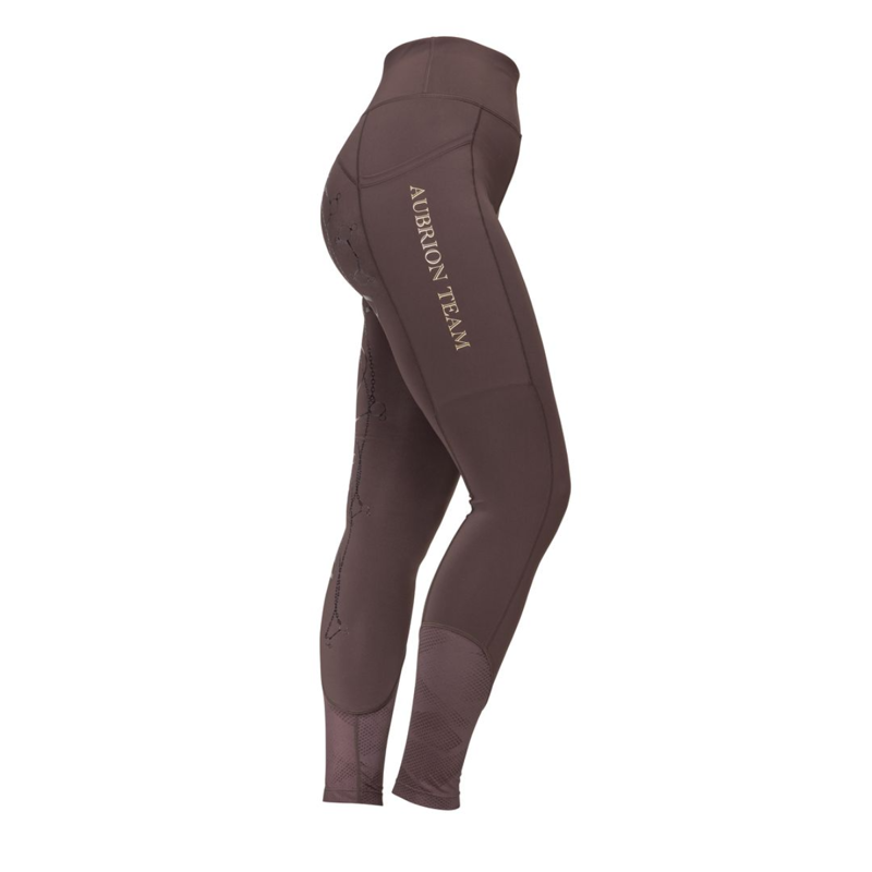 Shires Aubrion Ladies Team Riding Tights - Umber-1
