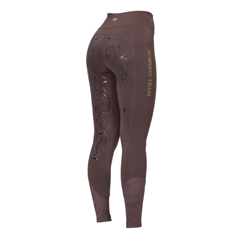 Shires Aubrion Ladies Team Riding Tights - Umber-4