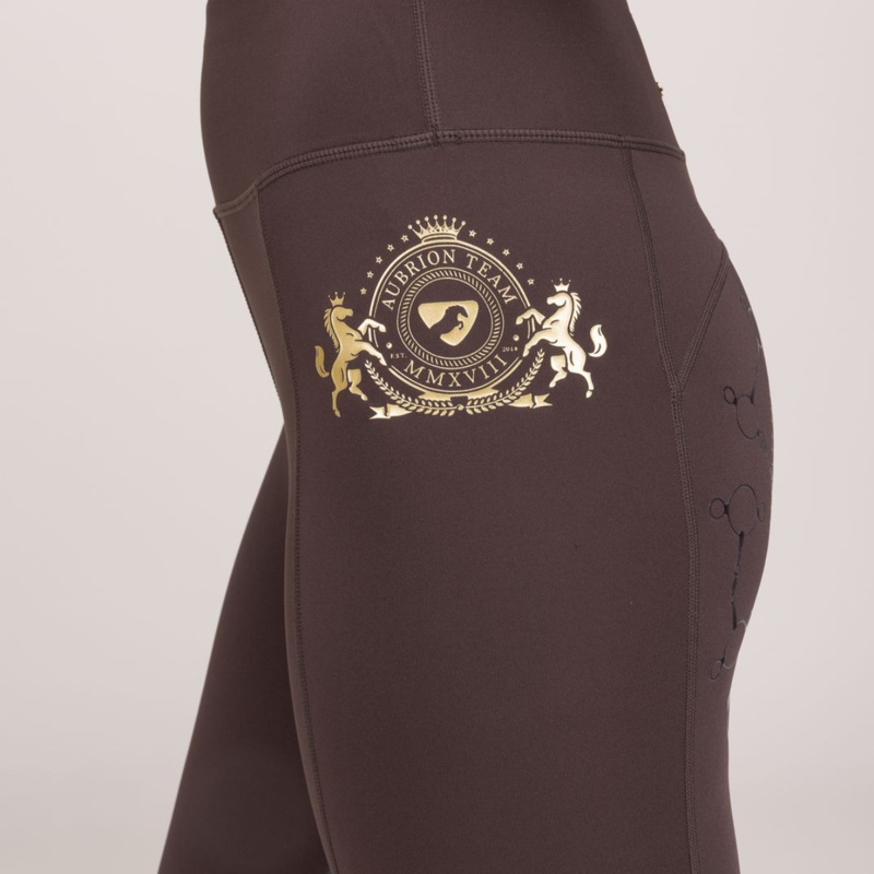 Shires Aubrion Ladies Team Riding Tights - Umber-6