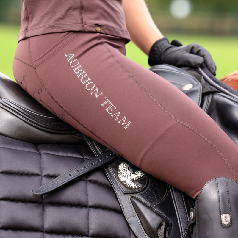 Shires Aubrion Ladies Team Riding Tights - Umber-8