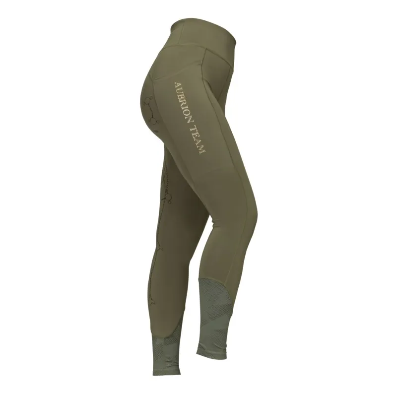 Aubrion Ladies Team Riding Tights - Moss-1
