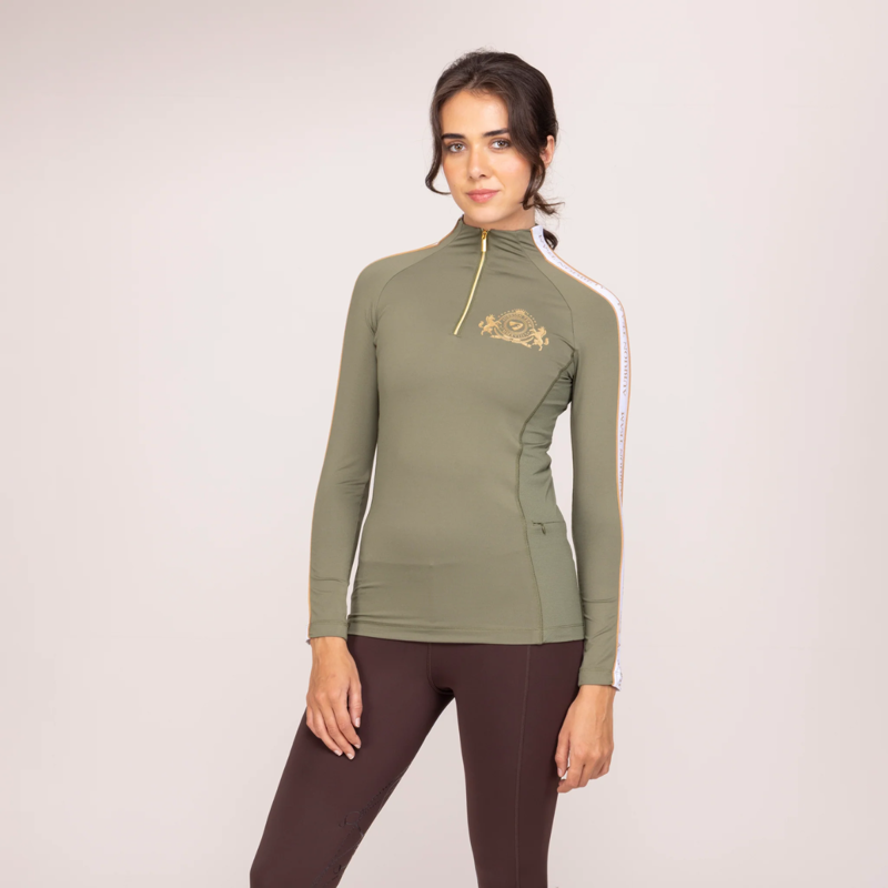 Shires Aubrion Ladies Team Long Sleeve Base Layer - Moss-2