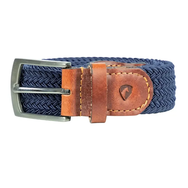 Hy Equestrian Woven Elastic Belt - Tan/Navy