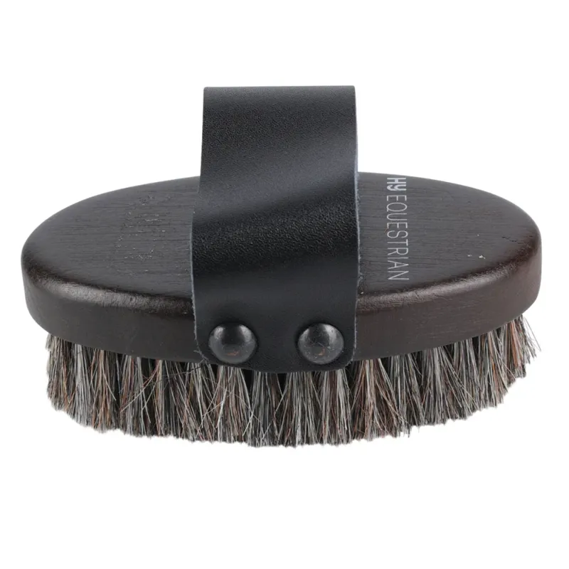 Hy Equestrian Deluxe Horse Hair Wooden Body Brush - Dark Brown