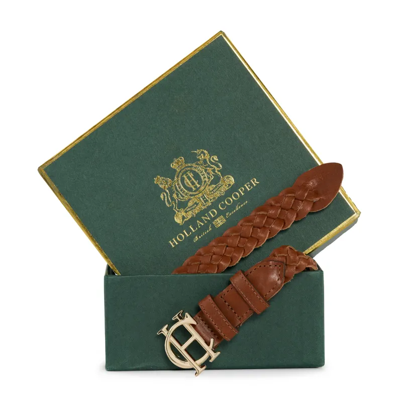 Holland Cooper Plaited Slim Belt - Tan