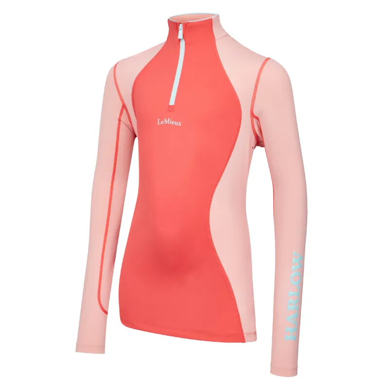 LeMieux Harlow Young Rider Long Sleeve Base Layer - Coral Crush-1