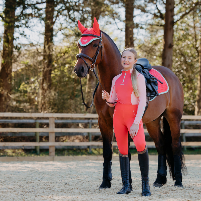 LeMieux Harlow Young Rider Long Sleeve Base Layer - Coral Crush-3