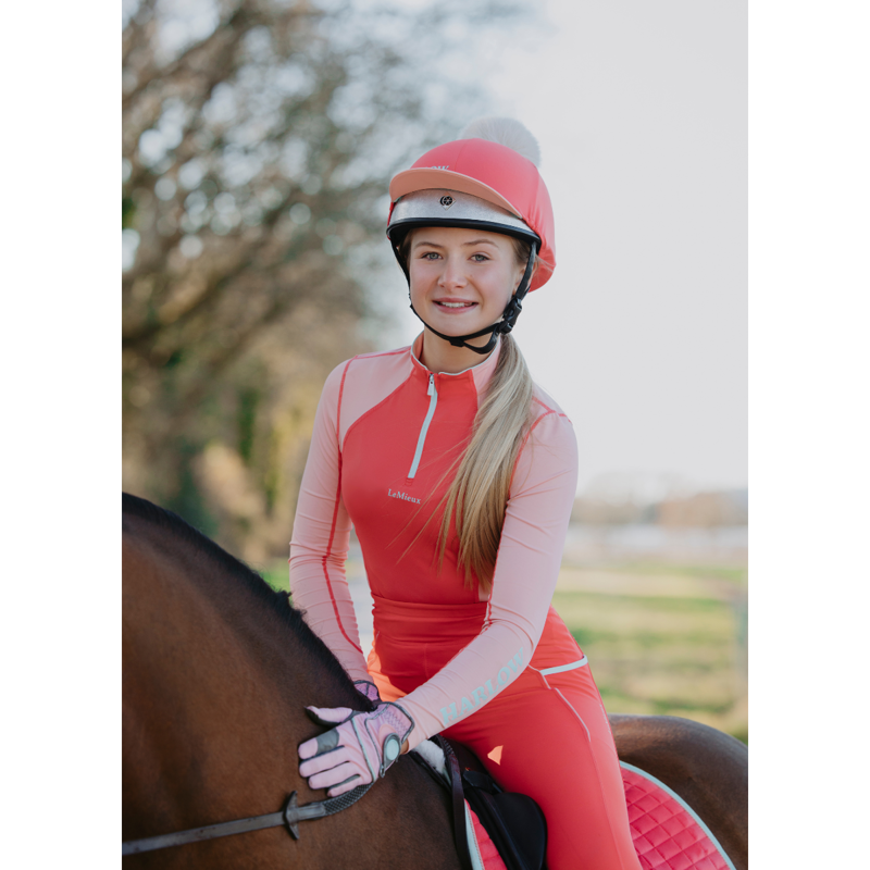 LeMieux Harlow Young Rider Long Sleeve Base Layer - Coral Crush-4