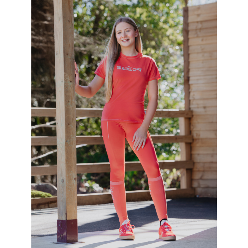 LeMieux Harlow Young Rider Orla Pull On Breeches - Coral Crush-4