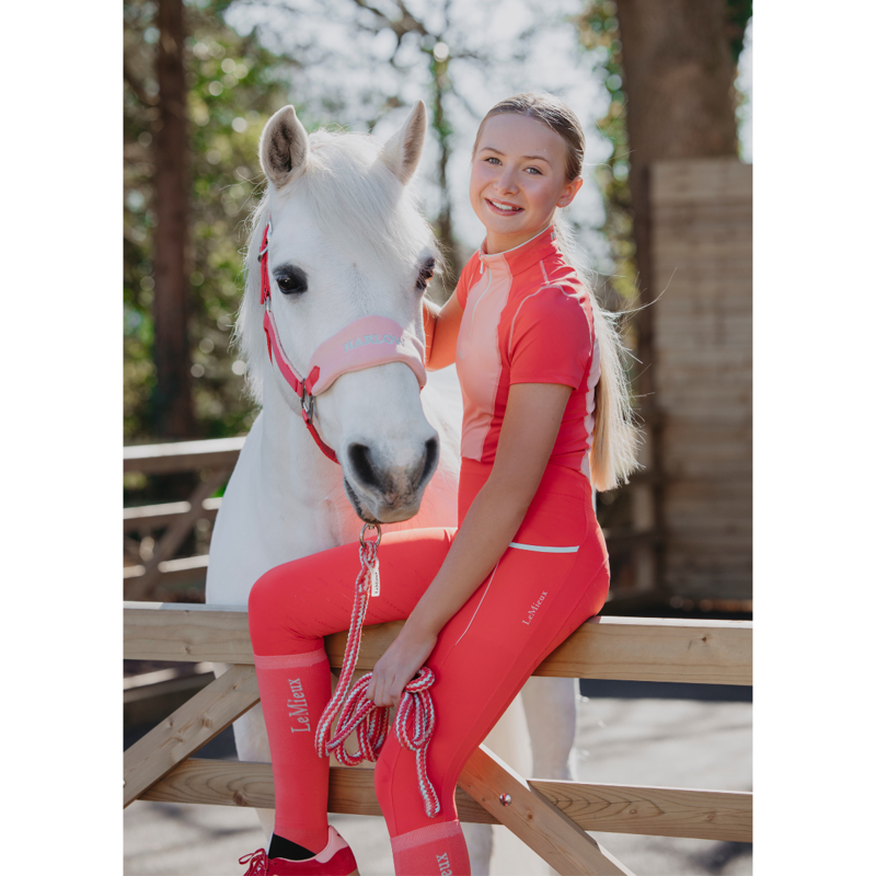 LeMieux Harlow Young Rider Orla Pull On Breeches - Coral Crush-3