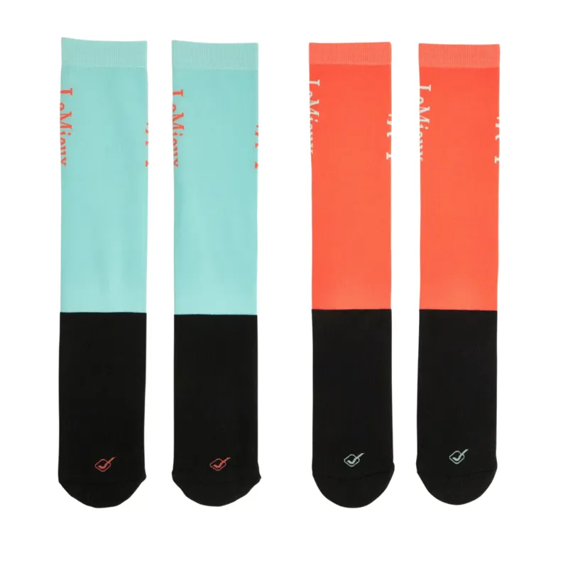 LeMieux Harlow Competition Socks Coral - Crush/Blue Topaz