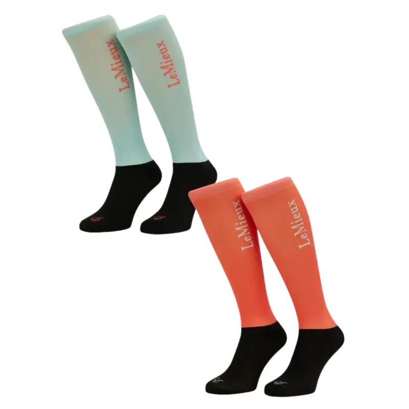 LeMieux Harlow Competition Socks Coral - Crush/Blue Topaz-1