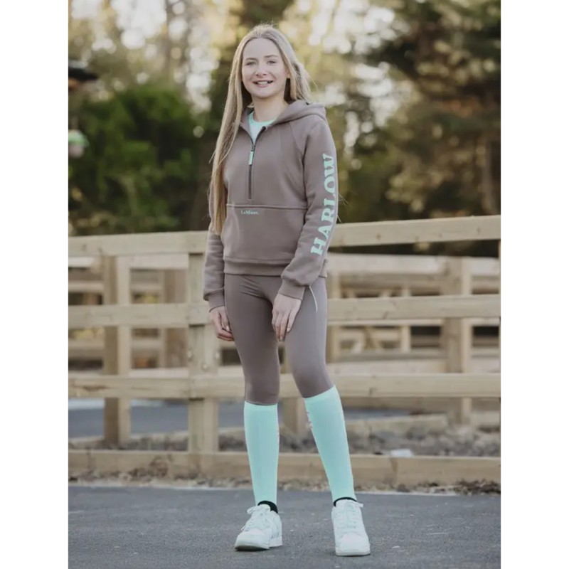 LeMieux Young Rider Harlow Competition Socks - Coral Crush/Blue Topaz-2