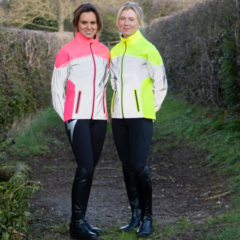 Silva Flash Lightweight Duo Reflective Jacket by Hy Equestrian - Pink/Reflective Silver-1