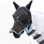 Hy Equestrian Mesh Full Mask with Ears and Nose - Black/Light Blue