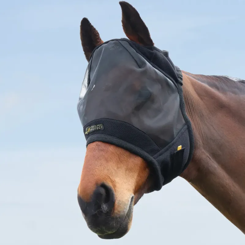 Hy Equestrian Armoured Protect Half Mask Without Ears - Black