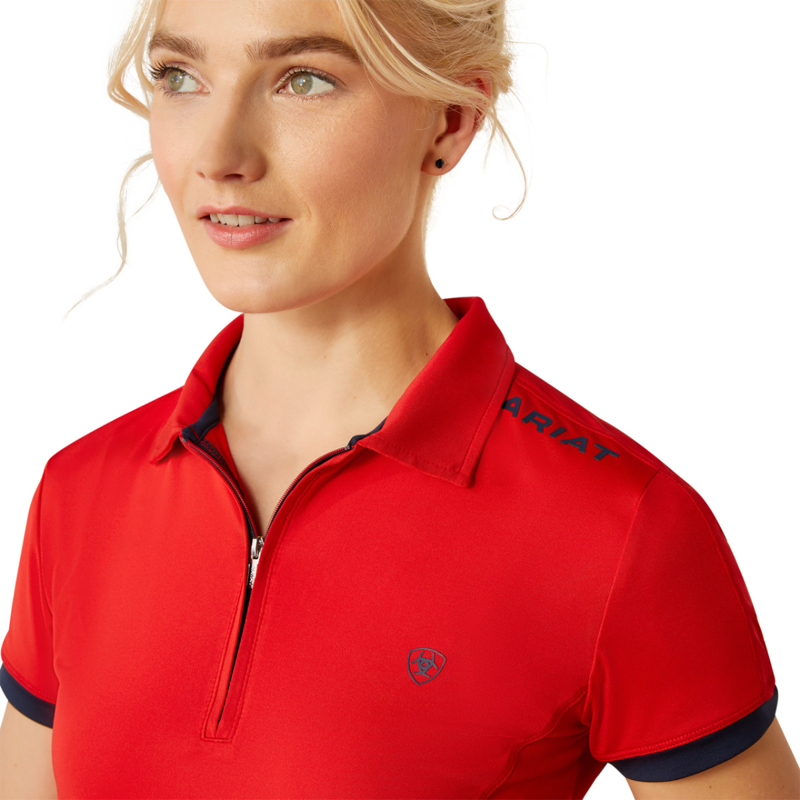 Ariat Women's Bandera 1/4 Zip Polo - Weg Red-2