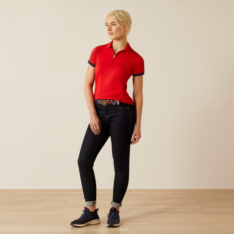 Ariat Women's Bandera 1/4 Zip Polo - Weg Red-3