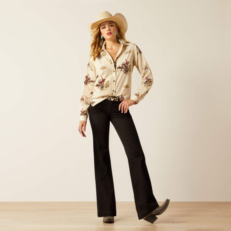 Ariat Women's Homestyle Button Up Shirt - Round Up Print-3