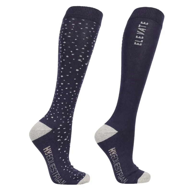 Hy Equestrian Elevate Allure Socks 2 Pack - Adult 4-8 - Navy