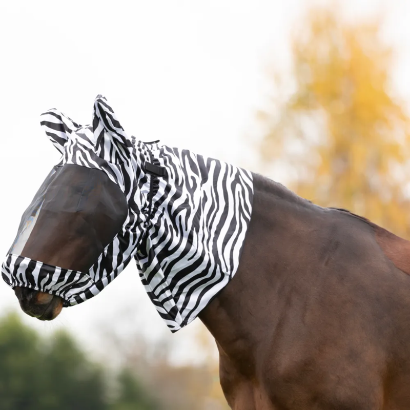 Hy Equestrian Sweet Itch Zebra Fly Mask - Black/White-1