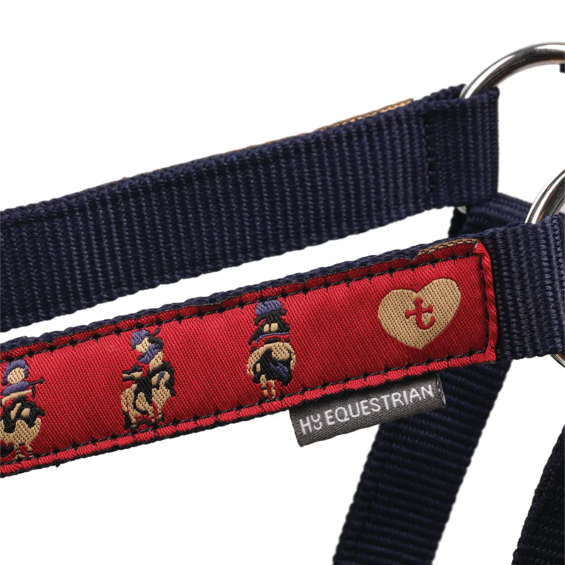 Hy Equestrian Thelwell Collection Balancing Act Headcollar And Leadrope - Red/Navy-1