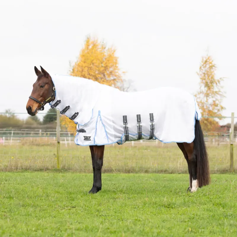 Hy StormX Empra Gladiator UV Combi Fly Rug - White/Light Blue