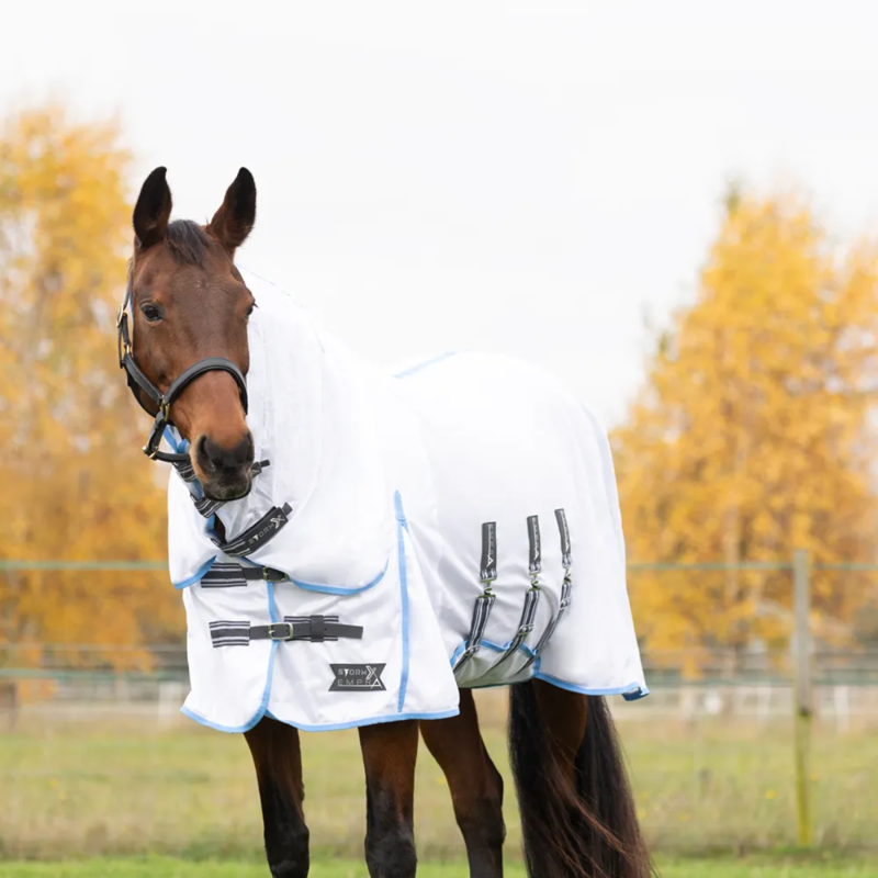 Hy StormX Empra Gladiator UV Combi Fly Rug - White/Light Blue-1