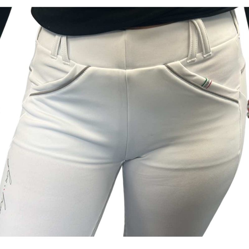 For Horses Ladies Zoe Full Seat Pull On Breeches - White-2