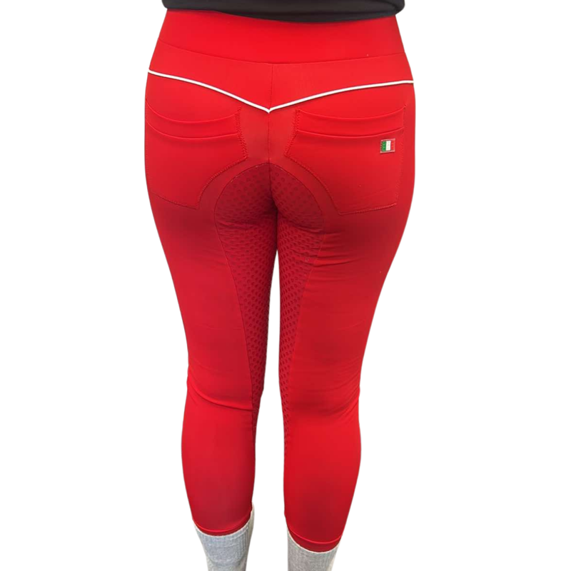 For Horses Ladies Ella Full Seat Pull On Breeches - Red-1