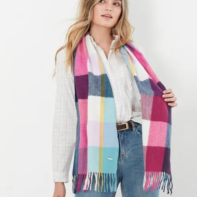 Joules Bracken Scarf - Cream Multi Check-1
