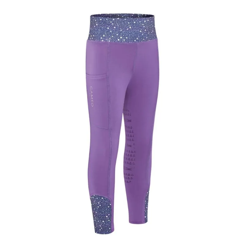 Cameo Junior Zest Riding Tights - Purple Stars
