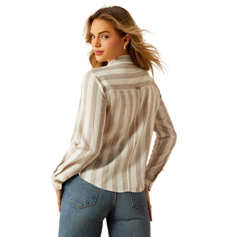 Ariat Women's Rudford Shirt - Khaki Stripe-1