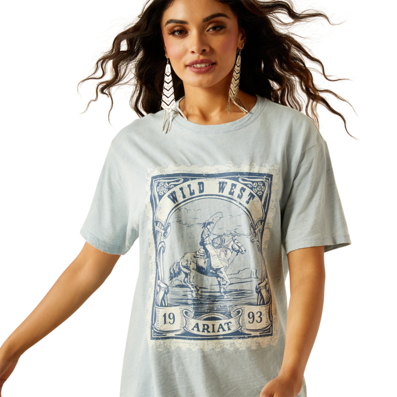 Ariat Women's Wild West Stamp T-Shirt - Washed Blue-2