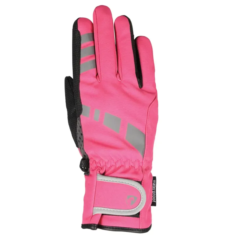 Hy Equestrian Reflective Waterproof Multipurpose Gloves - Hot Pink/Grey
