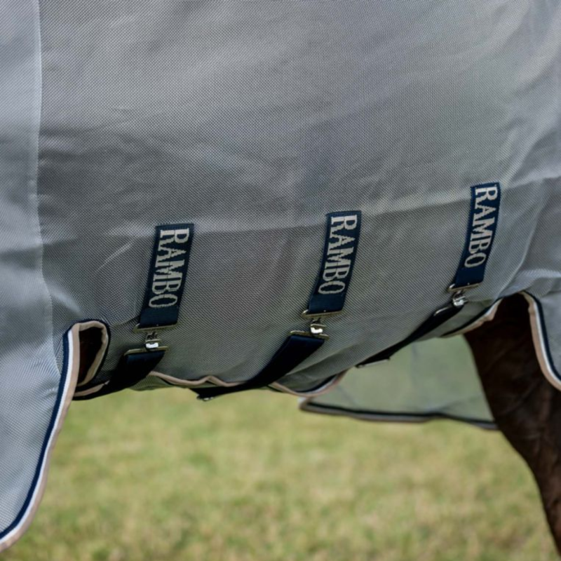 Horseware Rambo Protector Fly Rug - Silver/Navy White Beige-1
