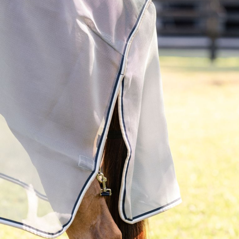 Horseware Rambo Protector Fly Rug - Silver/Navy White Beige-3